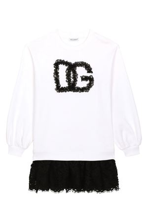 abito in cotone bianco DOLCE E GABBANA KIDS | L5JD8HG7L3VS9000